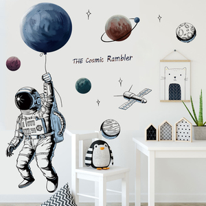 Adesivi da parete per astronauta dello <span class=keywords><strong>spazio</strong></span> della luna del pianeta camera dei bambini camera da letto decorazione per l'aula della scuola autoadesivi fai da te - Product Image 6