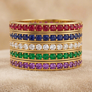 Anillo de Regalo Apilable Rainbow Channel con Gema Eterna, Diamantes Redondos de Laboratorio, Baño de Rodio, Joyería Personalizada OEM - Product Image 1