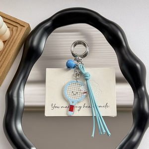 Q-version dessin animé humanoïde Tennis de Table Badminton Football porte-clés hommes et femmes sac à dos porte-clés cadeau exquis suspendu - Product Image 2