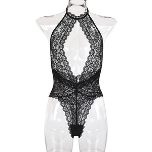 Lingerie grande taille en maille profonde <span class=keywords><strong>V</strong></span> transparent pour femme Lingerie sexy en dentelle Body grande taille - Product Image 1