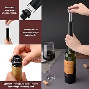 Ouvre-bouteille de <span class=keywords><strong>vin</strong></span> électrique rechargeable coffret cadeau coupe-feuille métallique aérateur verseur <span class=keywords><strong>pompe</strong></span> <span class=keywords><strong>à</strong></span> <span class=keywords><strong>vide</strong></span> et 2 bouchons de <span class=keywords><strong>vin</strong></span> - Product Image 2
