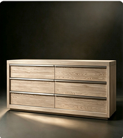 Commode à six tiroirs en chêne massif, style contemporain moderne minimaliste, avec rangement pour meubles de chambre