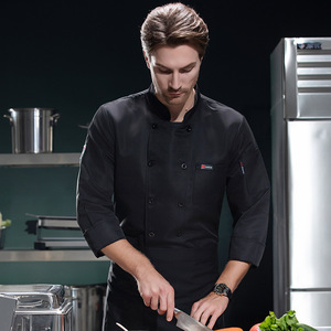 Combinaisons de <span class=keywords><strong>chef</strong></span> haut de gamme à manches longues en polyester avec fermeture à boutons, pour hôtel, restauration, cantine, <span class=keywords><strong>cuisine</strong></span>, automne-hiver, imprimées - Product Image 2