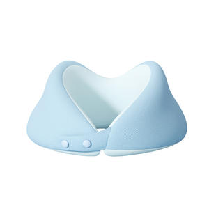 Oreiller en mousse à mémoire de forme en U, rafraîchissant, pour le voyage, soutien du cou, portable, pour la sieste au bureau, bleu uni - Product Image 1