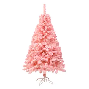 6FT PVC rosa neve floccante albero di natale 750 rami albero automatico, adatto per la casa, centro commerciale, decorazione del partito