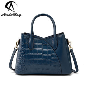 Sac à main AndoBag à motif crocodile pour femmes, sac à bandoulière en cuir de vache véritable, grande capacité, sacs fourre-tout - Product Image 1