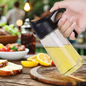 17oz 2-in-1 mutfak yüksek kaliteli cam yağ püskürtücü şişe gıda sınıfı 500ml zeytinyağı dağıtıcı pişirme için barbekü aleti tipi