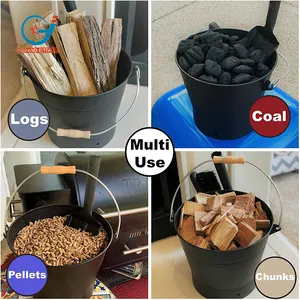 Bán Buôn Bán Hot 4.8Gallon Lò Sưởi Phụ Kiện Fireside Than Và Trong Nhà Ngoài Trời Sử Dụng Tro Kim Loại Xô Với Xử Lý Xẻng - Product Image 4