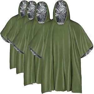 Poncho de pluie de survie Couverture d'espace en Mylar d'urgence Équipement de camping-Gardez la chaleur du corps Poncho de pluie pour les kits de survie Camping - Product Image 6
