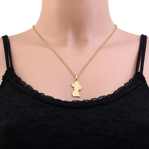 Collar con <span class=keywords><strong>mapa</strong></span> de país de Guyana de acero inoxidable Chapado en 18K al por mayor, resistente al agua, cadena de eslabones clásica <span class=keywords><strong>a</strong></span> la moda, diseño geométrico - Product Image 5