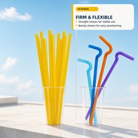 Pailles compostables PLA écologiques, couleur naturelle, marque Richer, pour restaurants, fêtes, bars, biodégradables, en vrac