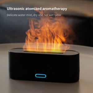 جهاز ترطيب مكتبي ذكي صغير وهادئ للمنزل، فواحة عطرية بتصميم مدفأة بلهب صناعي مع إضاءة ليلية ملونة تعمل بالزيوت العطرية - Product Image 5