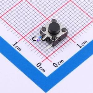 TS-1095C-A3B2-D2 Tactile Switch Bent Lead Through Hole-3P,6x6mm Single Pole Single Throw Round Button 1.8N Right Angle Insert - Product Image 1