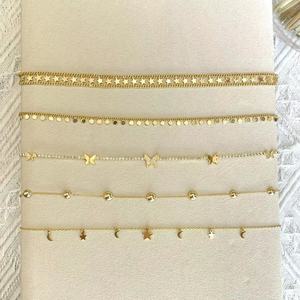 Nouveau collier ras du cou en laiton brillant pour femmes avec breloques de chaîne à maillons papillon/étoile/lune/cercle pour cadeau - Product Image 1