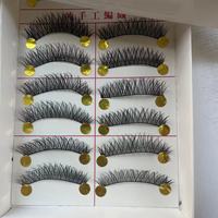Faux cils faits à la main M14, naturels, épais, style croisé désordonné avec tige en fil de coton