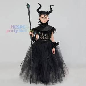 HP <b>Girl's</b> Witch <b>Costume</b> with Horned Wings 3-Piece Set Evil Queen Skirt <b>Halloween</b> <b>Devil</b> Headpiece Vampire Outfit - Product Image 1
