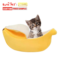 Lit de grotte anti-dérapant en éponge douce banane design pour petit chien et chat Vente en gros