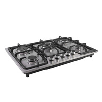Appareils de cuisine 5 brûleurs, allumage électronique, cuisinière à gaz, cuisinière à gaz, table de cuisson, cuisinière à gaz domestique en acier inoxydable