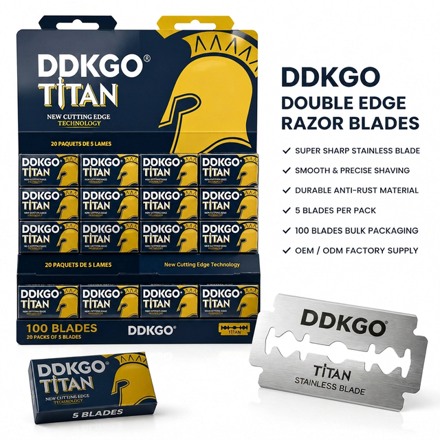 DDKGO Double Edge Safety Razor Blades 1000pcs Bulk Pack Super Sharp High Grade Silver Stainless Steel OEM ODM Factory Supplier