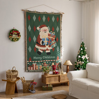 Tapisserie de Noël style européen à motif géométrique, couverture décorative en fil de coton, utilisable toute l'année pour la décoration murale de la pièce