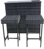Ensemble de mobilier d'extérieur : Table de bistrot et ensemble de bar en rotin tressé, avec bar à hauteur modulable
