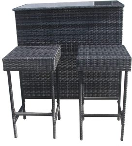 Đồ Nội Thất Ngoài Trời <span class=keywords><strong>Bistro</strong></span> Bảng Thiết Lập Wicker Mây Thanh Thiết Lập Cắt Chiều Cao Thanh Với Cao Top Bảng Và 2 Miếng Ghế, PE Hiện Đại - Product Image 6