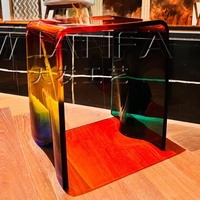 Tabouret moderne en acrylique transparent, meuble en plexiglas, chaise, tabouret, pouf, ottoman