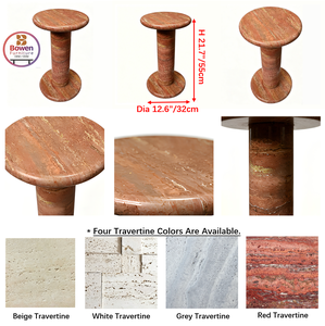 Table basse sur piétement double en travertin rouge poli, style moderne et luxueux, Bowen Organic, durable et écologique, pour salon - Product Image 3