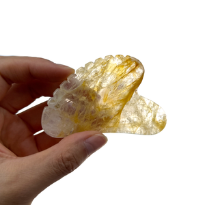 Gezichts Tilgereedschap Goudgeel Kwarts Citrien Guasha Gereedschap Kristal Citrine Guasha Steen Lymfedrainage Tool Met Tanden - Product Image 4