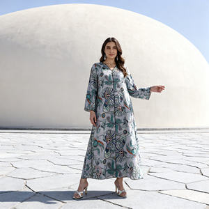 Abaya de Poliéster con Estampado de Lujo para Mujeres Musulmanas - Vestido Elegante Personalizado con Nuevo Diseño, Proveedor Mayorista de Moda - Product Image 3