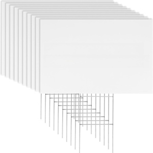 Lot de 17 piquets de signalisation en plastique blanc de 12 pouces, personnalisables et vierges, pour décorations de jardin, anniversaires, ventes de garage, location et panneaux de guidage - Product Image 1