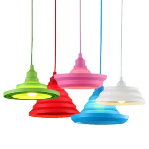 Lâmpada de teto de silicone e27, pingente simples e colorido, lâmpada elástica, de silicone