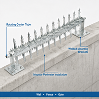 Barrière murale rotative industrielle à pointes pour la protection périmétrique des portails et la mise à niveau des systèmes de sécurité existants