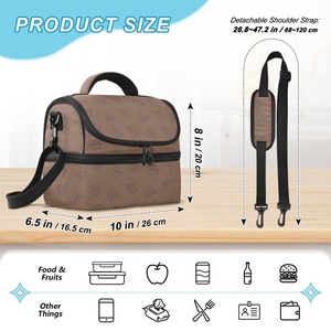 Customized BrownCharacter Checked Print Portable Thermal Lunch Reusable Insulated Tote Cooler Bag for School Snark Travel Office - Product Image 3