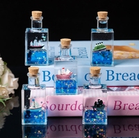 Bouteille carrée en acrylique, sablier, goutte d'huile liquide, flotteur bateau à voile, décoration de bureau, petite figurine, cadeau pour enfants