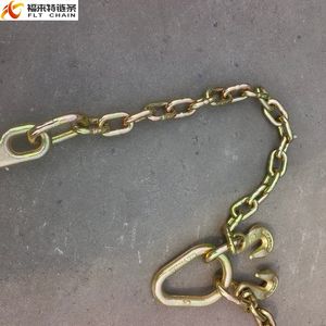 5/16 "3/8" G70 G80 буксировочная цепь, транспортная V-образная цепь для прицепа, цепная цепь с 15-дюймовыми J-образными крючками - Product Image 2