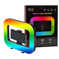 Kit d'éclairage annulaire et stabilisateur portable RGB rechargeable YM200 pour caméra, lumière d'appoint LED 20W (2500K-6500K) pour le streaming en direct