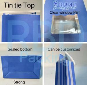 Empaquetado <span class=keywords><strong>de</strong></span> repostería azul personalizado, dulces y dulces, venta al por mayor, bolsas <span class=keywords><strong>de</strong></span> panadería con logotipo, ventana, bolsa <span class=keywords><strong>de</strong></span> papel, barra <span class=keywords><strong>de</strong></span> dulces, regalo, palomitas <span class=keywords><strong>de</strong></span> azúcar - Product Image 5
