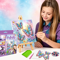 Kit de Bricolage pour l'Entraînement de la Motricité Fine : Peinture Diamant Papillon avec Outils Réutilisables pour les Cours d'Art à Domicile