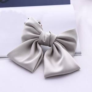 Femmes doux Satin soyeux cheveux arcs grand nœud papillon épingle à cheveux français pinces à cheveux ruban couleur unie cheveux Barrette accessoire pour les filles - Product Image 2