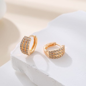 Nouveau haut de gamme luxe cercle cuivre Micro plein Zircon boucles d'oreilles Unique Vintage Design crochet d'oreille pour les femmes élégant à la mode - Product Image 2