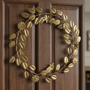 Guirnalda Clásica de Hojas Metálicas, Flores Decorativas Hechas a Mano, Arte Redondo para Colgar en la Pared (Sin Iluminación) - Product Image 4
