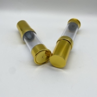 Flacon pompe airless rond classique brillant doré de luxe 15ml 20ml 30ml avec revêtement UV pour sérum de soin de la peau, fabriqué par Yuyao Factory
