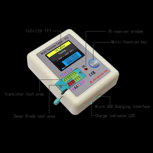 LCR <span class=keywords><strong>TC1</strong></span> 1,8 "TFT LCD Display Multímetro Transistor Tester Diodo Triodo Condensador Resistencia Medidor de prueba NPN PNP Triac MOS - Product Image 3