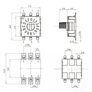 Interruptor Codificador Rotatorio de Presión BCD8421, Terminal de Soldadura 1NO 50V, Plástico IP21 - Product Image 2
