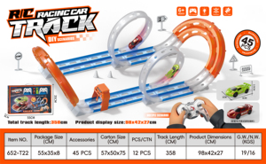 DIY 2-Channel <b>RC</b> Car Track Set 1:64 USB Cable Obstacle Avoidance Flexible Assembly Indoor-Outdoor Racing for kids - Product Image 2