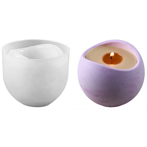 Caratte Phong Cách Bắc Âu Bê Tông Thạch Cao Nến Chủ Khuôn Cong Nhà Máy Nồi Nến Jar Silicone Khuôn Mẫu Cho Jesmonite Nhựa Thủ Công - Product Image 1