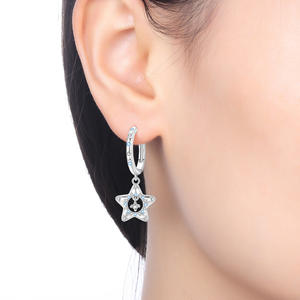 Nuevos Aros de Estrella y Luna de Latón Blanco con Circones - Regalo Romántico para Mujeres - Product Image 4