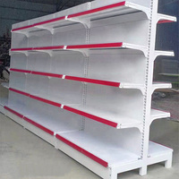Hochwertiges Supermarkt-Displayregal Leichtes Holz-Stahl-Equipment Guter Preis Laden-Aufbewahrung Metallregal Halterung LED-Beleuchtung
