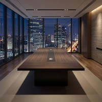 Table de conférence moderne de grande taille en MDF E1, bureau de réunion avec gestion intégrée des câbles, mobilier de salle de réunion, table de PDG
